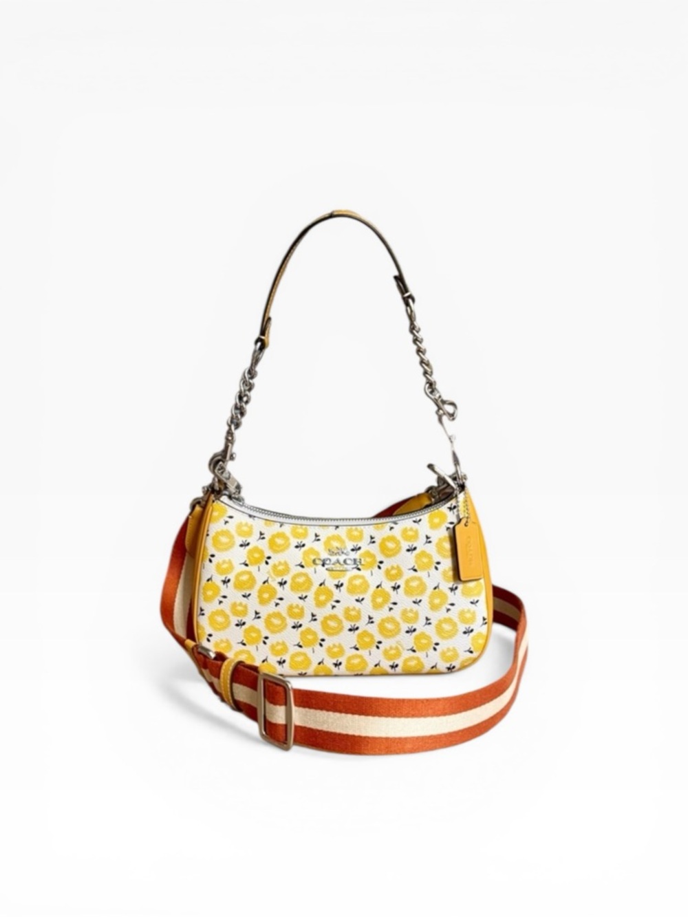 ✨ Coach Teri Shoulder Bag Floral Print Silver Chalk Buttercup NWT ✨